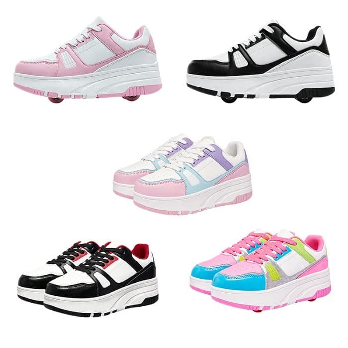 Crianças runaway sapatos meninos patins de quatro rodas runaway sapatos estudante juventude patins fileira dupla meninas