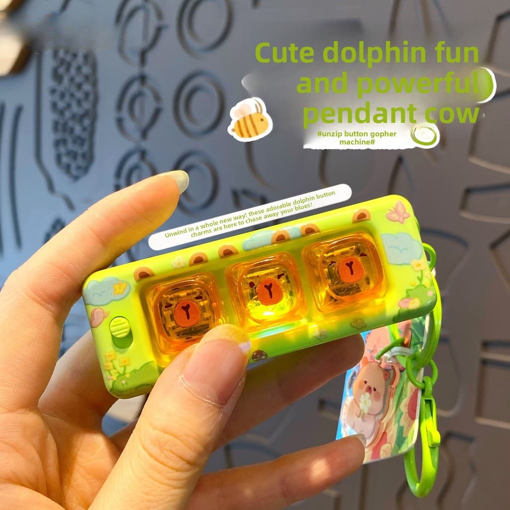 Desenhos animados bonito animal de estimação pingente estudante mochila corrente anel brinquedo de descompressão