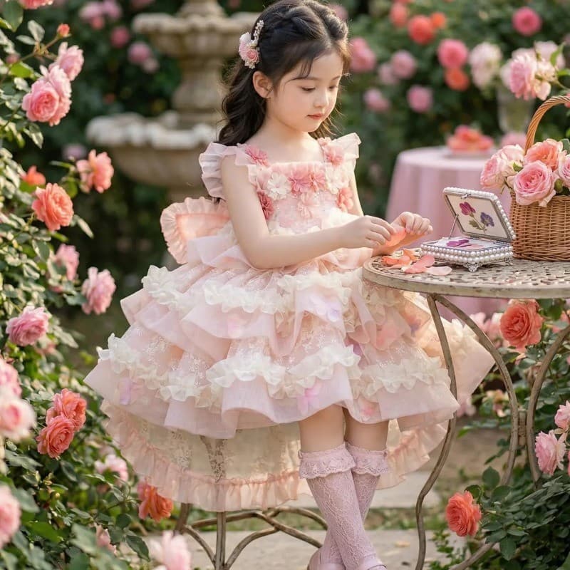 Vestido Infantil Estilo Princesa Bebê Fada Adorável De Baile Inchado Saia Quatro Estações Adequado Meninas Colete Top Fe