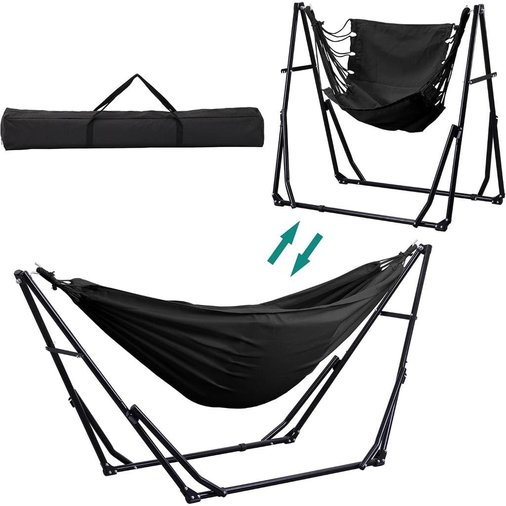 Rede Ainfox com Suporte Dobrável, Rede e Cadeira de Balanço 2 em 1 com Bolsa de Transporte, Cadeira de Camping Portátil