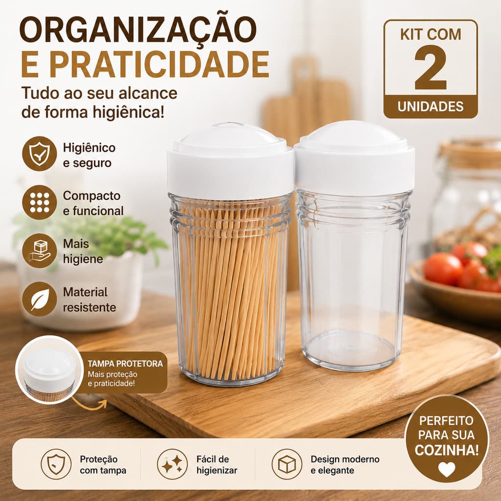 Conjunto 1 Saleiro E 1 Paliteiro De Mesa Tampa Branca kit