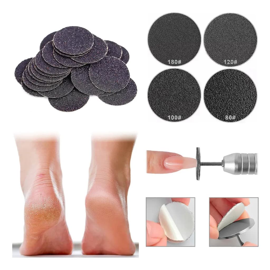 Kit Broca Disco Preto + Refis Lixa 80 150 240 320 Nail Designer.