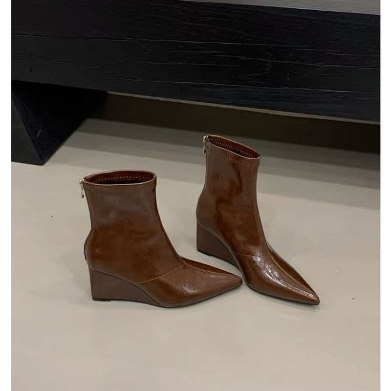 Aumentou Martin botas femininas 2026 novo estilo outono inverno elegante mais magro olhar apontou Toe cunha salto alto b
