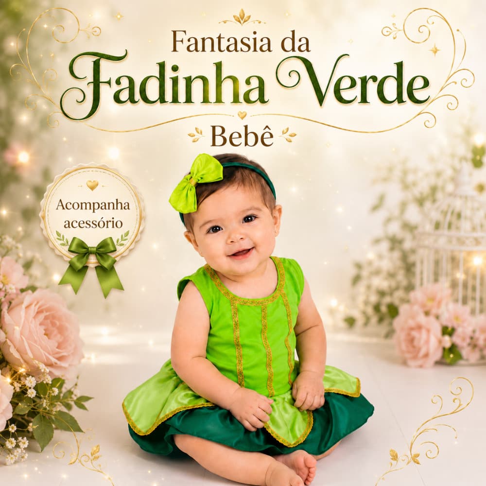 Fantasia Princesa da Floresta Bebê Infantil para Aniversário e Mesversário