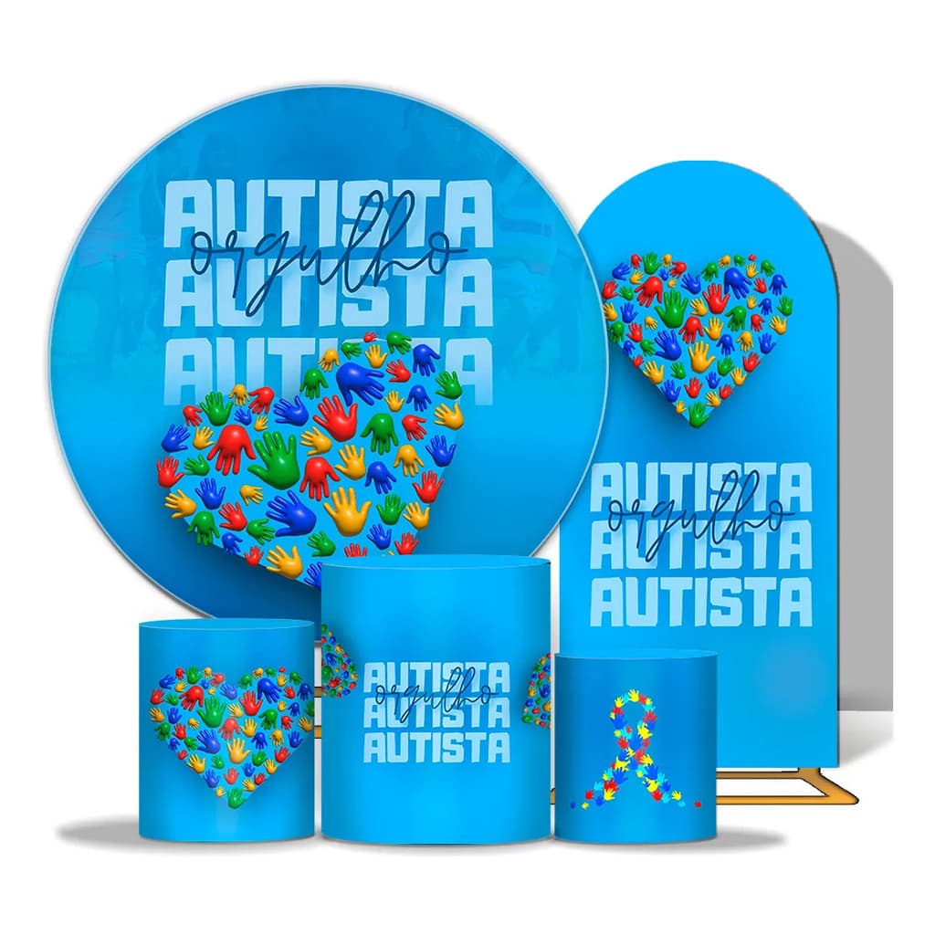 Kit Festa Painel Redondo + Romano + Cilindros Desenhos