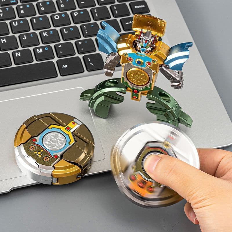 Nukey Robô Transformável Fidget Spinner 2 em 1, Brinquedo Prático para Alívio do Estresse para Meninos LFPO