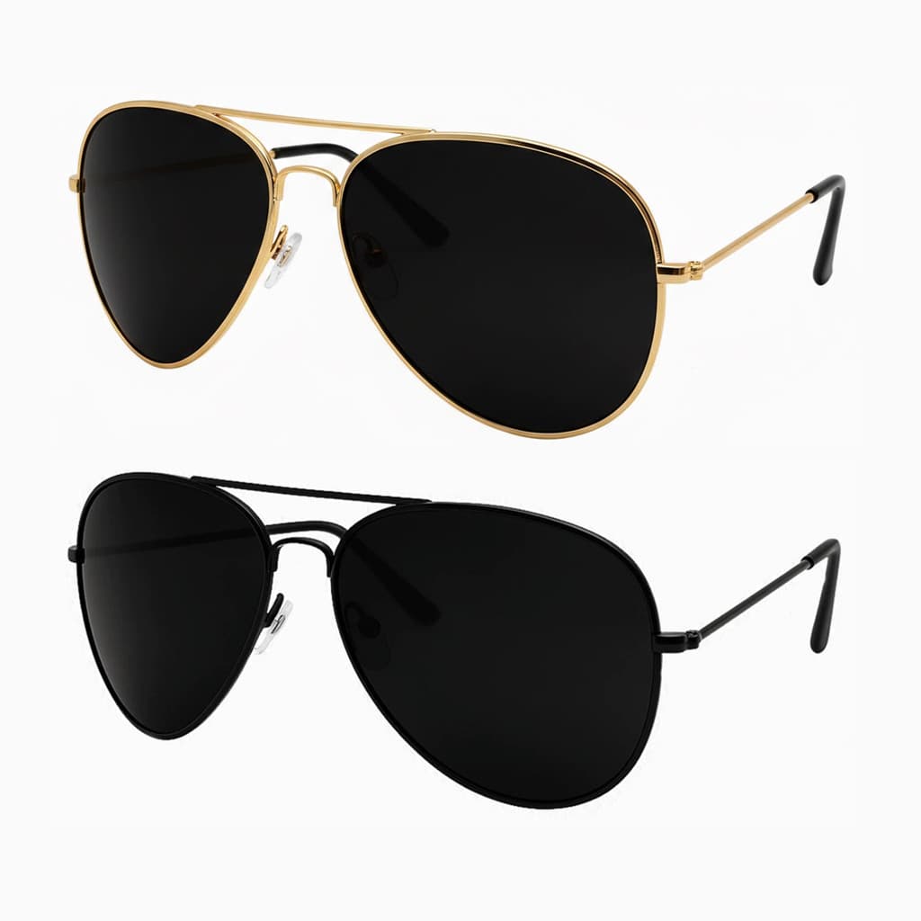 Kit 2 Óculos de Sol Aviador Unissex Premium Dourado e Preto – Estilo Clássico