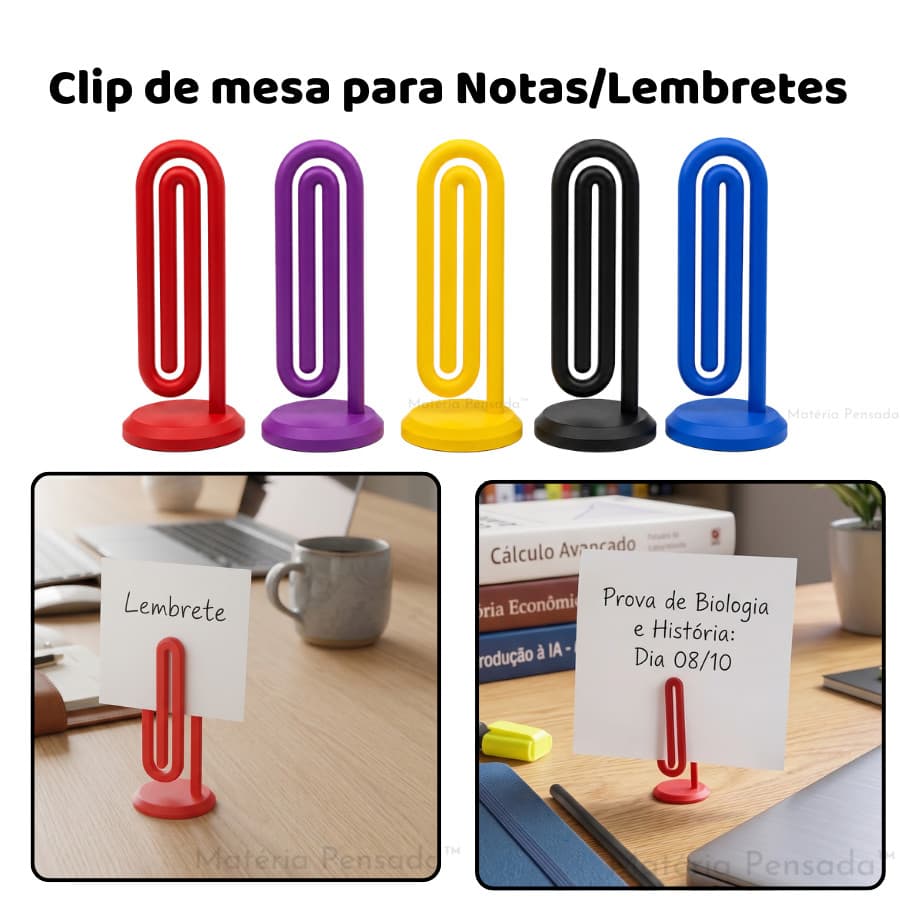 Kit de Clip Suporte de Mesa para Notas Lembrete Avisos Pos It Plástico Prendedor papel bloco