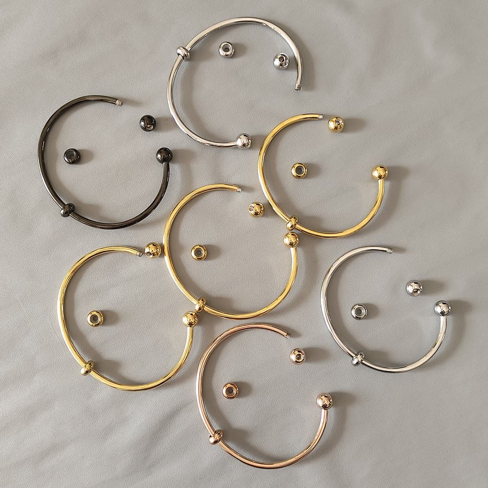 Pulseira de aço titânio à prova d'água e que não desbota, estilo DIY para pais e filhos, com cabeça esférica que pode se