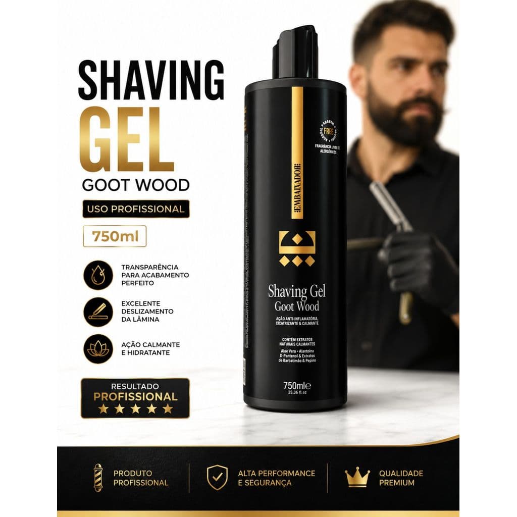 Shaving Gel Barbear Goot Wood 750ml Embaixador Profissional