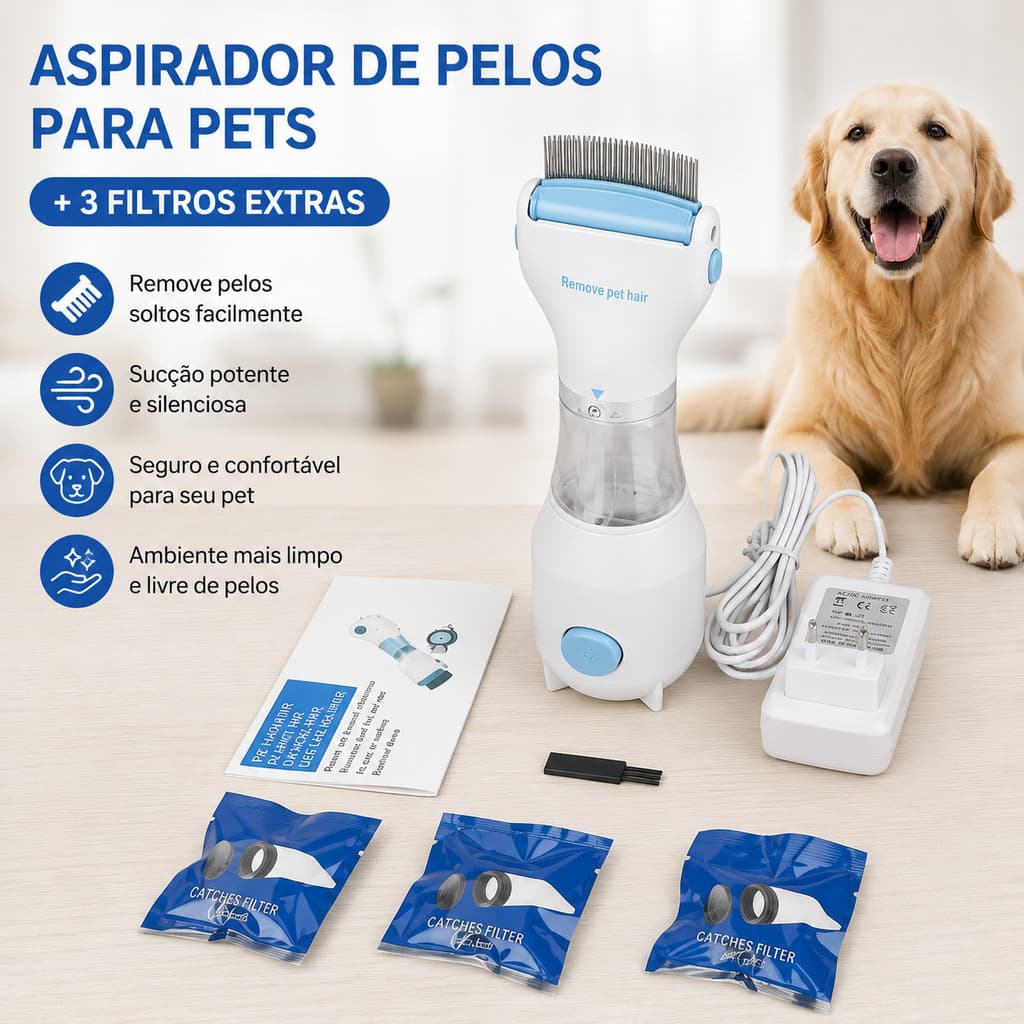 Pente Elétrico Recarregável para Remoção de Pulgas em Cães e Gatos