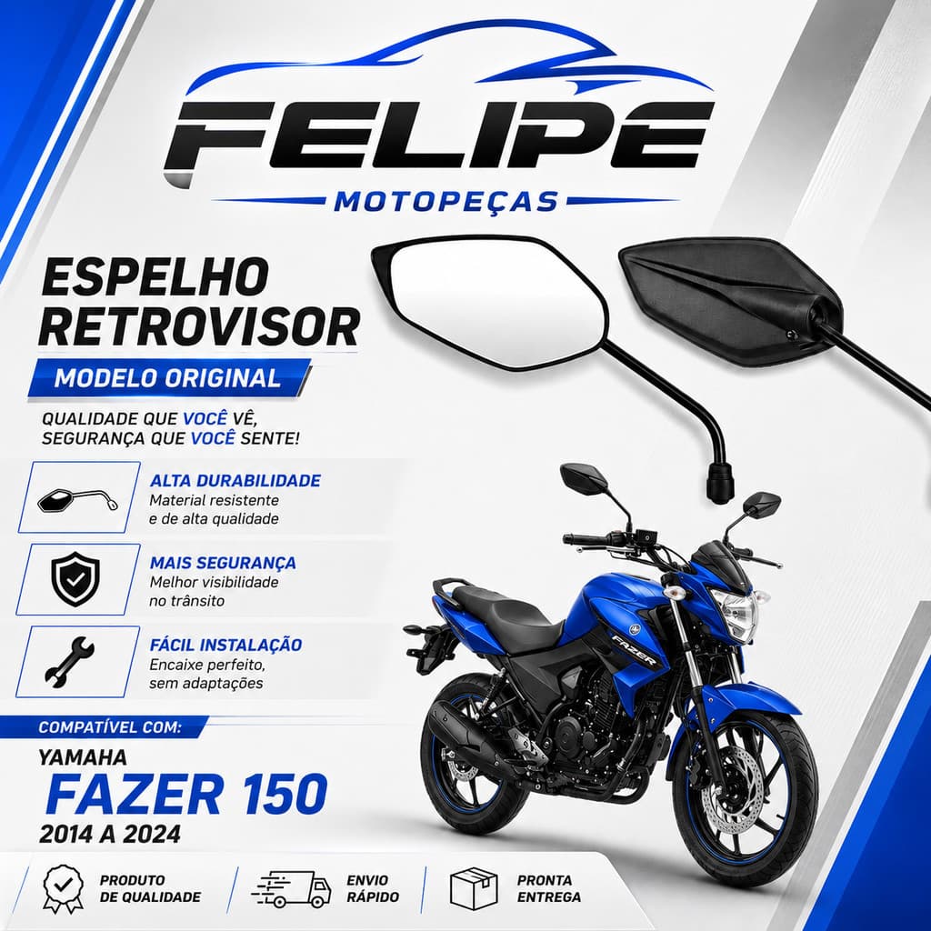 Espelho Retrovisor YAMAHA  Fazer 150 Factor 150 Xtz 150 Crosser  2022