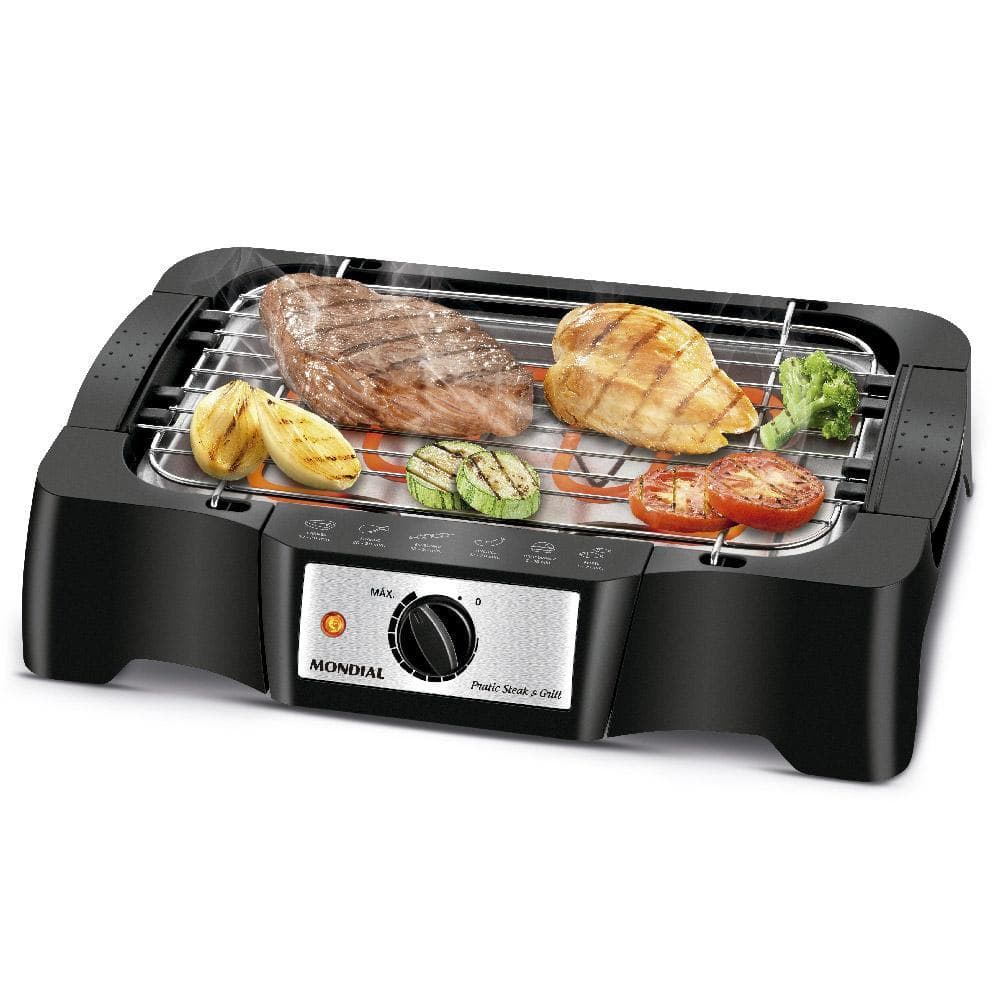 Churrasqueira Elétrica Mondial Pratic Steak e Grill CH-07 Preta 220V