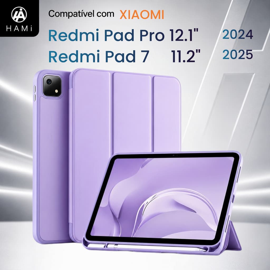 Capinha Para Xiaomi Redmi Pad 7 e Redmi Pad Pro 12.1" com Porta Caneta e Suporte Proteção Total