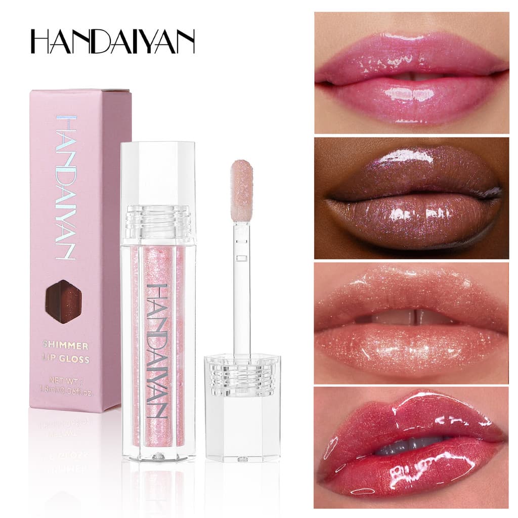 Pearles Perolado Lip Gloss Hidratante Piscando HANDAIYAN 6 Cores Lip Gloss Transparente Hidratante Fácil de Colorir Bril