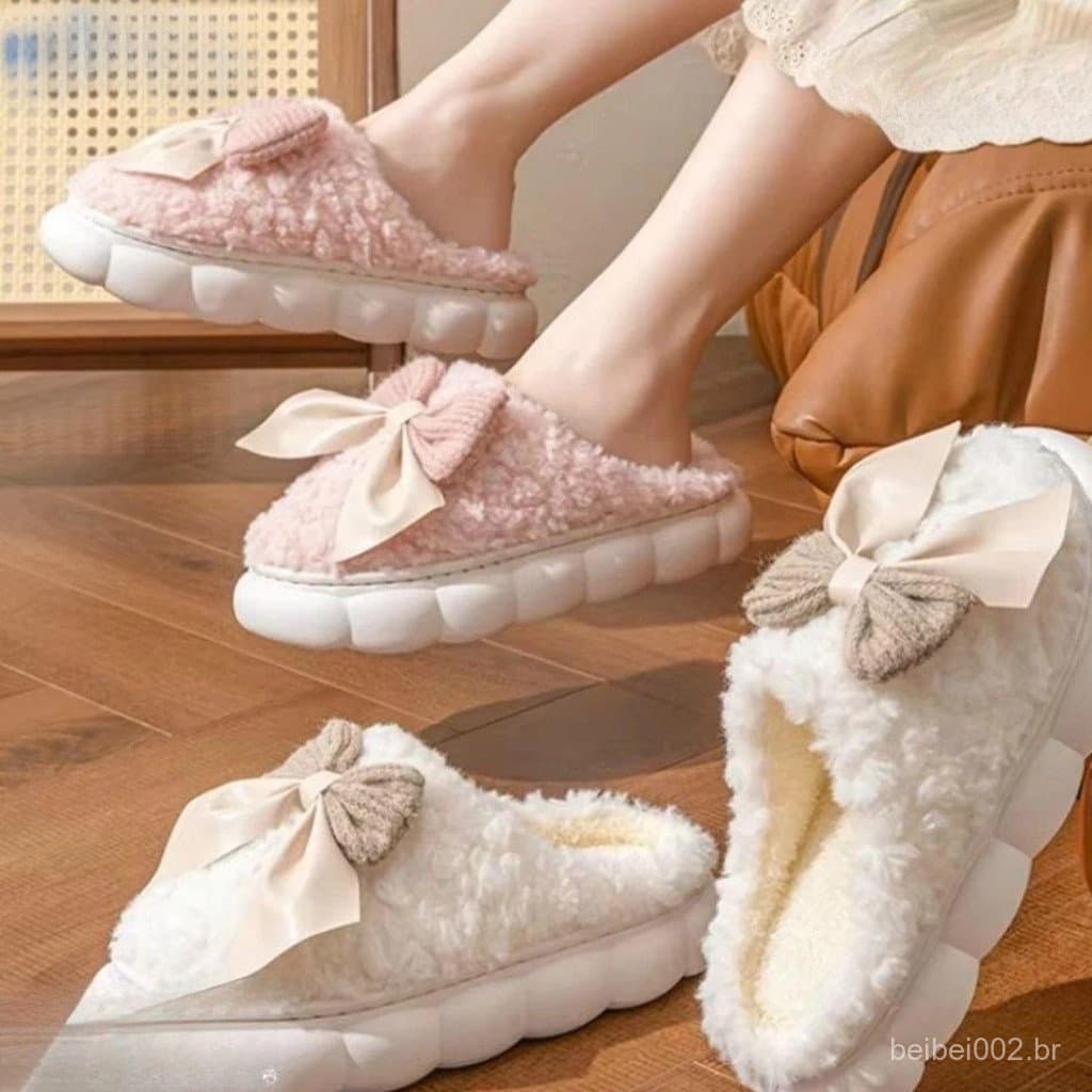 Pantufa Feminina Chinelo De Casa Pelúcia Confortável para Inverno - PF1