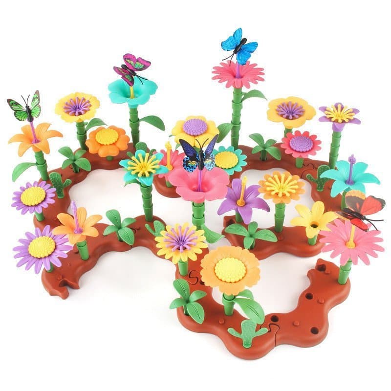 Conjunto de Blocos de Montar para Arranjo de Flores DIY, Brinquedo de Quebra-Cabeça para Crianças