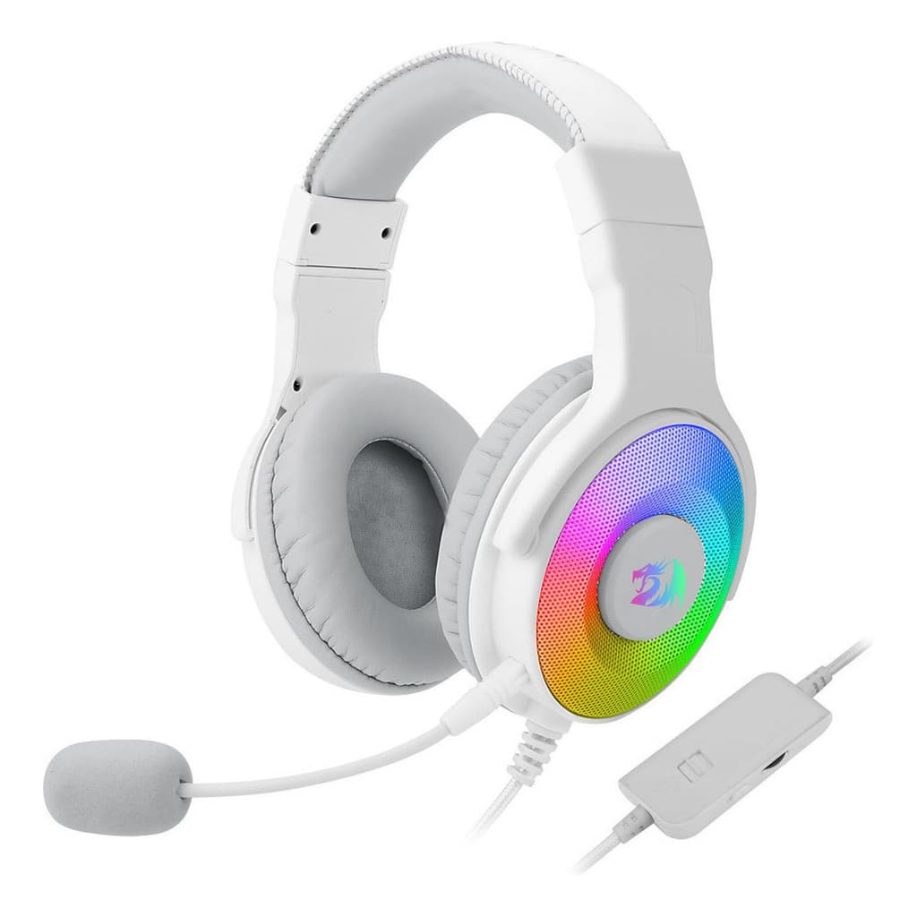 Fone Headset Redragon Pandora Usb Rgb Branco H350w-rgb