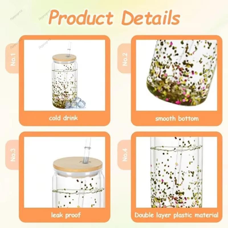 6 Peças 16oz Garrafas De Água Plásticas Isoladas De Parede Dupla Com Tampas De Canudos Copo De Bola De Neve DIY Furo Pré