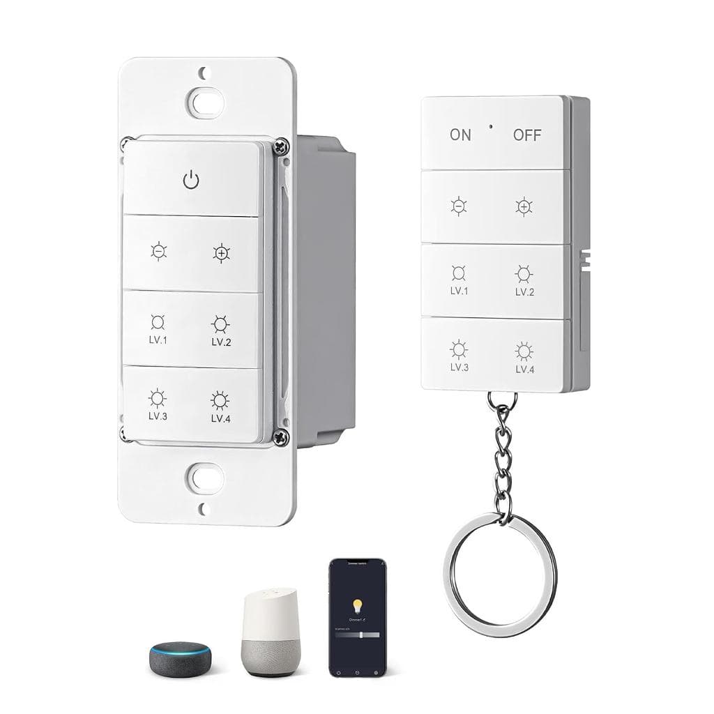 Interruptor Dimmer Inteligente DEWENWILS com Controle Remoto, Monopolar, Requer Fio Neutro, Interruptor de Dimmer de Luz