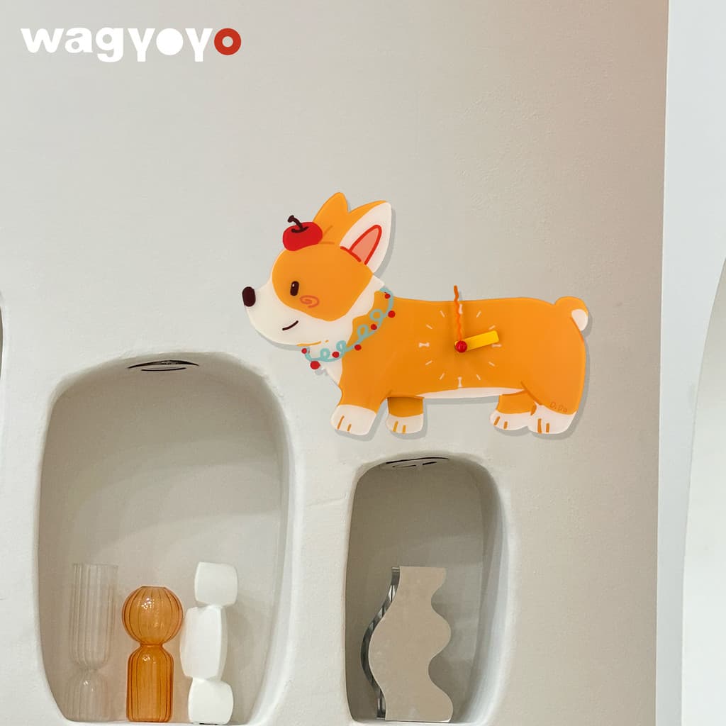 Original gordo Corgi relógio de parede relógio decoração arte macio criativo bonito filhote de cachorro relógio de pared