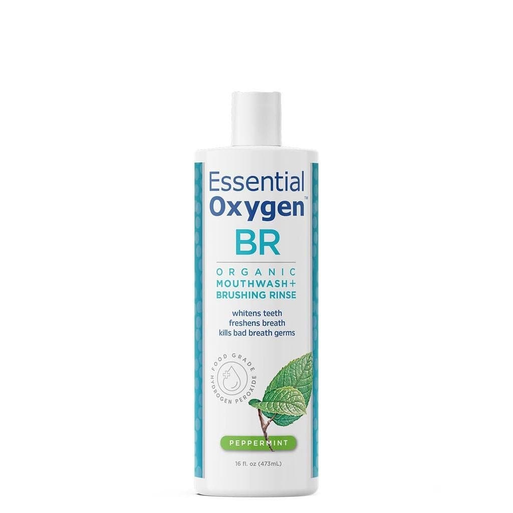 Essential Oxygen Certified BR Organic Brushing Rinse, Enxaguante Bucal 100% Natural para Dentes Mais Brancos, Hálito Mai