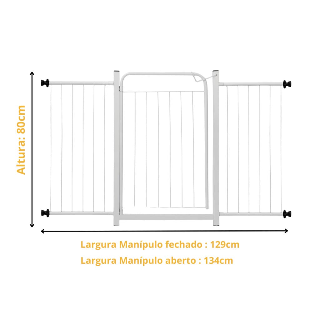 Grade Proteção  Portão Pet Para Bebes Cachorro Crianças Escadas Portas Com 2 Extensores de 30cm