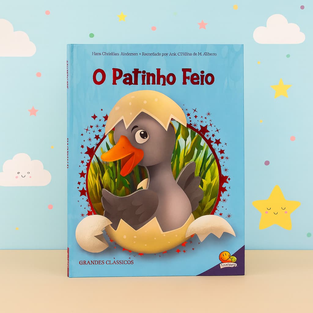Livro Grandes Clássicos Infantis : O Patinho Feio | Leitura Infantil Ilustrada Para Meninas E Meninas -Capa Dura Glitter