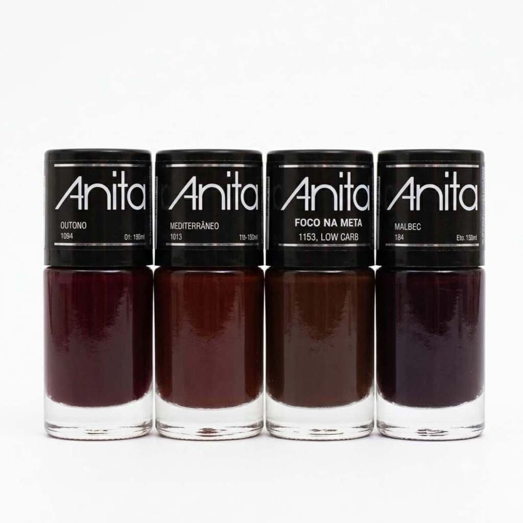 Kit  4 Esmaltes  coleçaõ Outono  Anita Tons Escuros  Vinho
