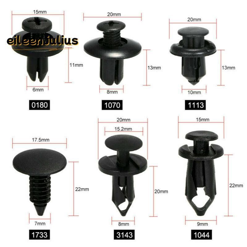 [eileenj3] 190 Peças Kit De Clipes De Acabamento De Rebite De Pino De Pressão De Carro Prendedor Automático Plástico