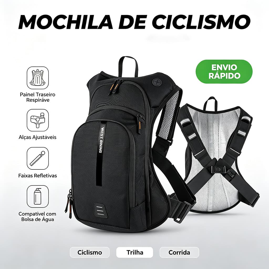 Mochila de Ciclismo, Mochila Leve para Bike com Suporte para Bolsa de Água, Transpirable Para Ciclismo E Caminhada