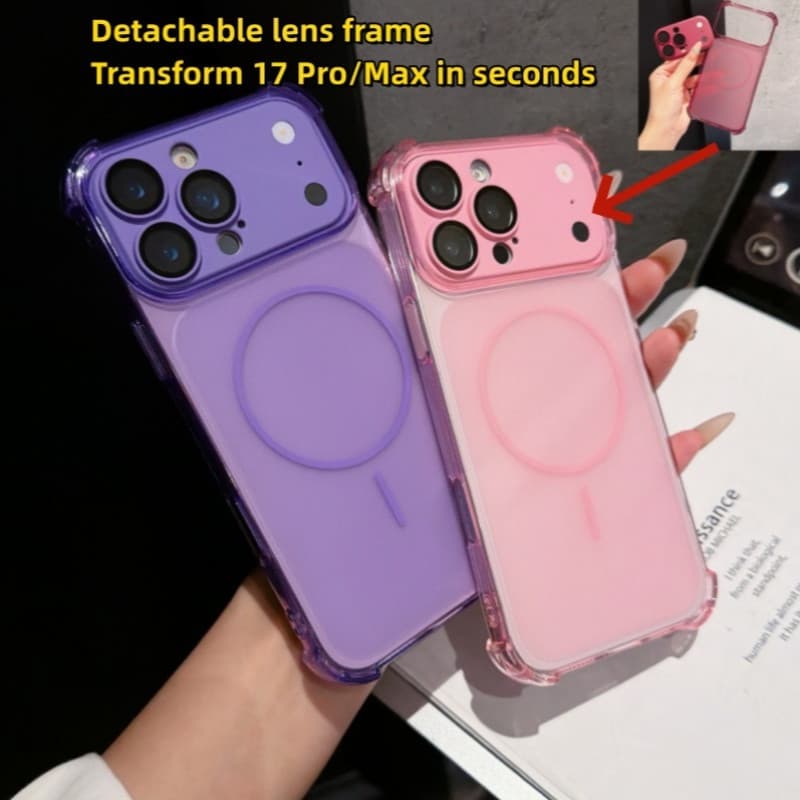 (Mudança Instantânea 17 Pro Max) Lente Removível De Quatro Cantos Para IPhone 11 12 13 14 15 16 Plus Capa À Prova De Cho