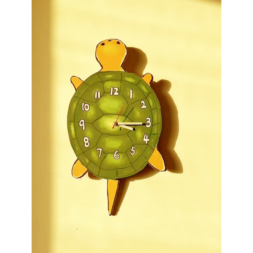 Criativo bonito cauda balançando pequena tartaruga relógio de parede decorativo mudo Original relógio de parede simples