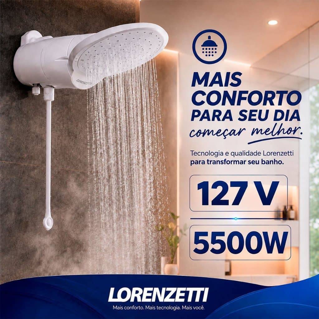 Chuveiro Lorenzetti Ducha Comfort Eletrônica Multitemperaturas Branco 110V-127V