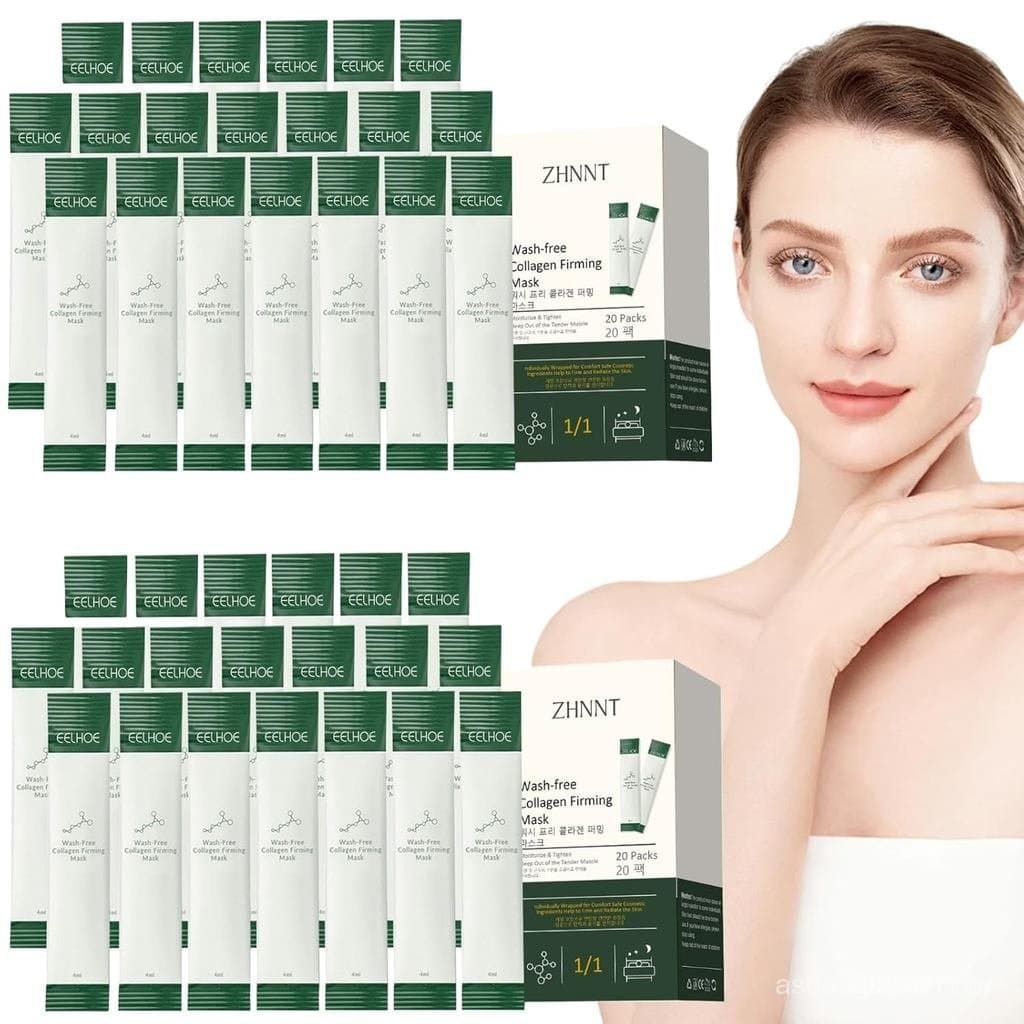 40 Máscaras Faciais Firmadoras de Colágeno, Máscara Facial Hidratante Anti-Idade Sem Enxágue, Macia e Firmadora, Máscara