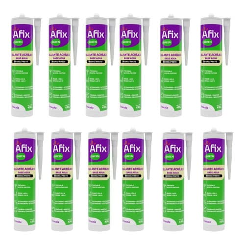 Kit 12un Silicone Selante Preto Base D'agua Afix 430g