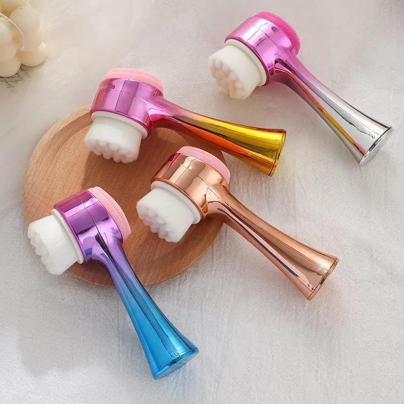 Escova Limpeza Facial 2 em 1 Degradê Silicone Skin Care Esfoliante Massageadora Manual Rosto