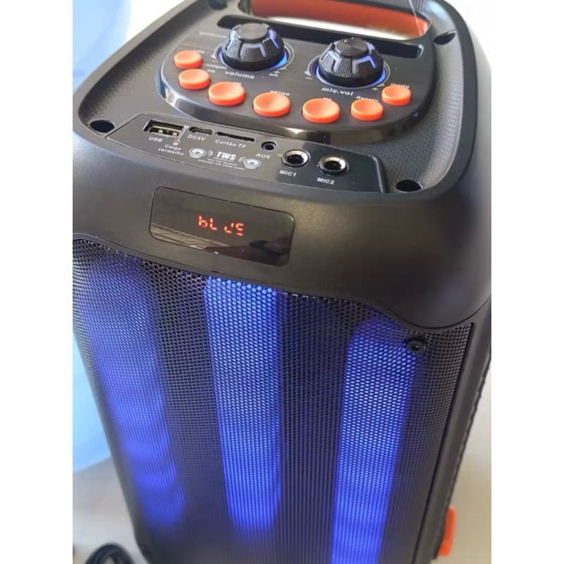 Super Caixa de Som Bluetooth Gigante Amplificada 2200W Karaokê FM Usb Pendrive Microfone  POTENTE