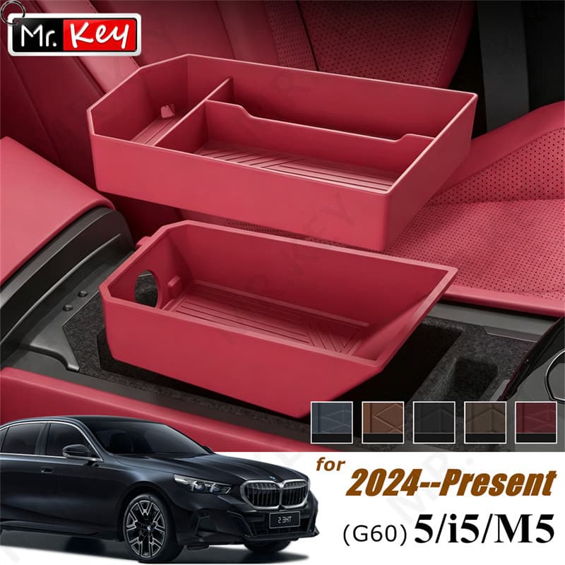 [Mr.Key] Caixa Organizadora De Apoio De Braço De Silicone Para BMW Série 5 i5 G60 M5 Bandeja De Armazenamento De Console
