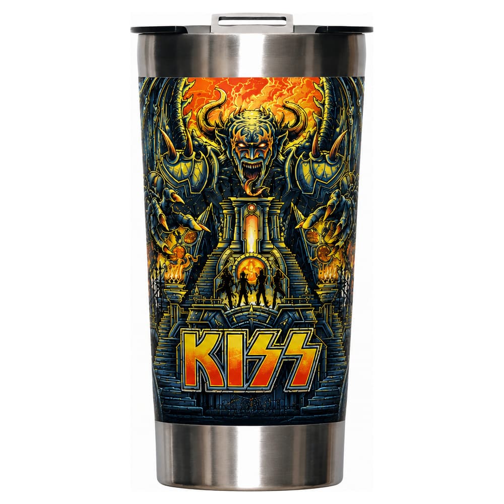 Copo Térmico 473ml Inox com Tampa - Rock Chamas