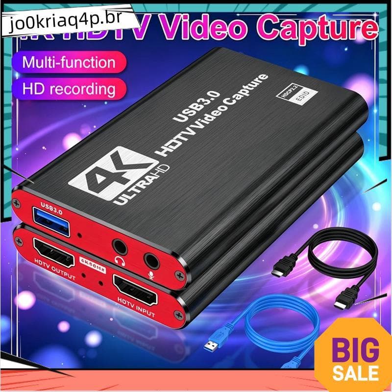 - Placa De Captura De Vídeo USB 3.0 4K 1080P HD Recorder Grabber Para PC Suporte De Microfone Jogos