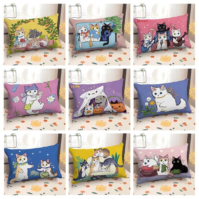 Cura gato gato dos desenhos animados fronha almofada 30*50 retangular sofá capa 40*60 carro bonito capa de almofada