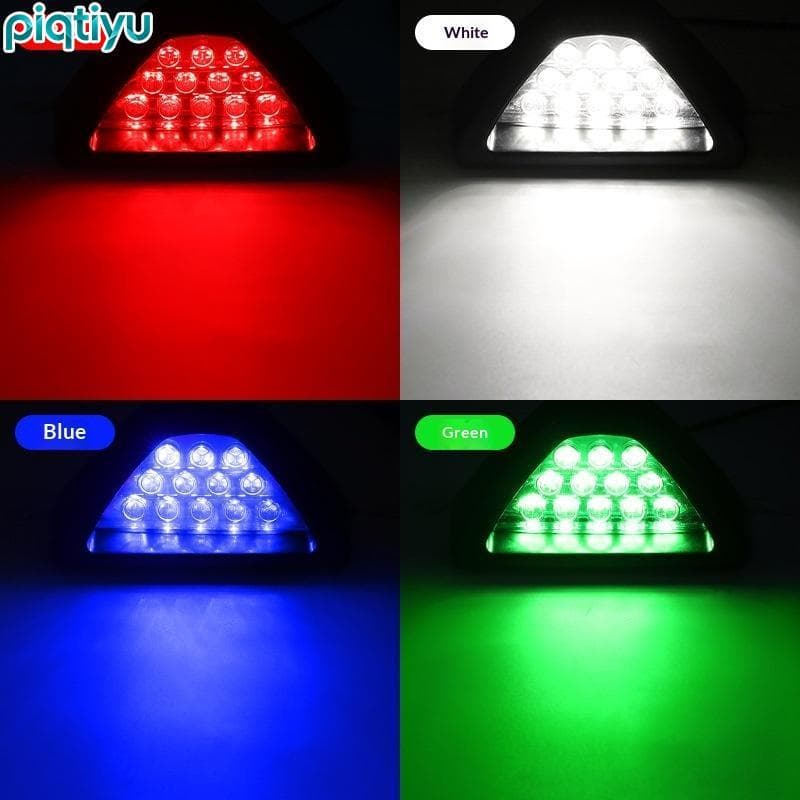 PIQTI Lâmpada De Sinalização De Freio Universal Estilo Triângulo Esportivo 12LED Luz De Neblina Traseira Terceiro