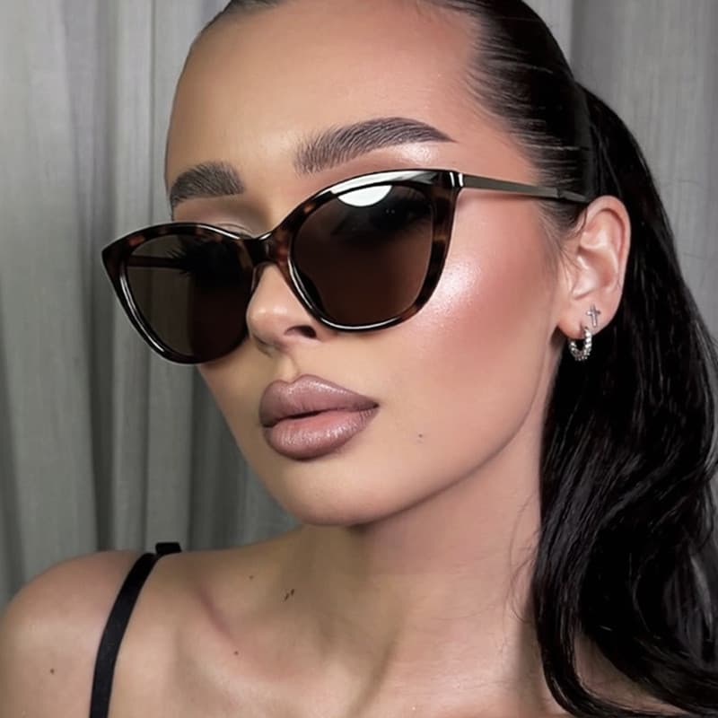 (BAOGENG) UV400 Euro-American Retro Cat Eye Óculos De Sol Unissex , Da Moda Para Ele , Seu Streetwear Chiques Viagens