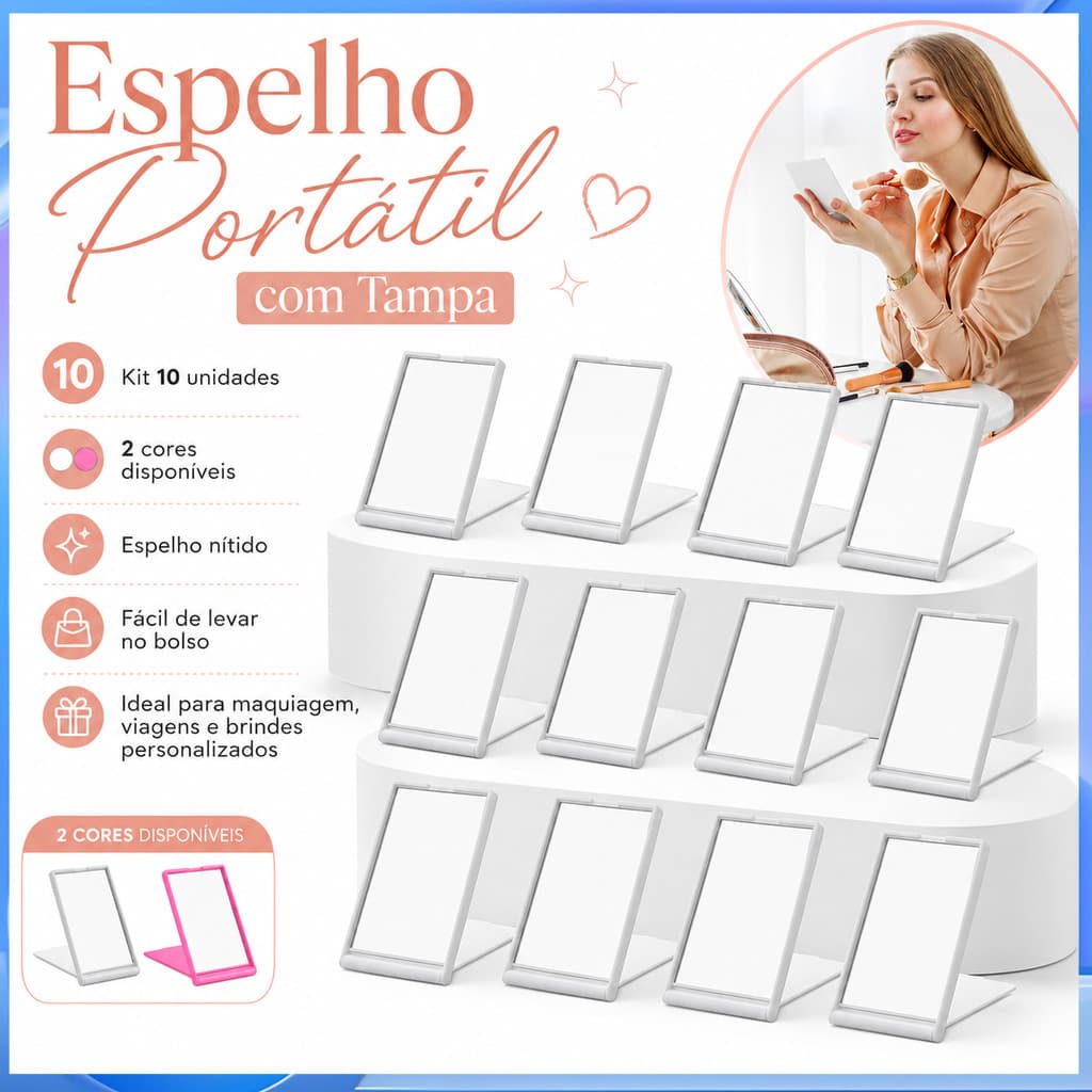 Flap Pocket Pequeno Espelho HD Espelho Viagem Maquiagem Presente Espelho de Maquiagem