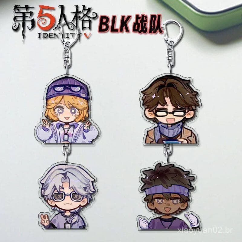 Merchandise de Identity V, chaveiro de acrílico da equipe BLK, acessório de bolsa para chaves Gravedoer Mechanic, pingen
