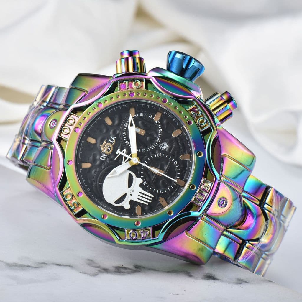 Relógio cronógrafo a Laser, tipo grosso, aumento, charme masculino, mostrador grande, INVIC, multifuncional, pulseira de