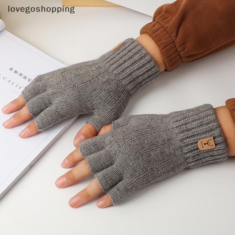 [lovego] Luvas Quentes de Malha Grossa Sem Dedos, Unissex, Inverno, Condução ao Ar Livre, Luvas Sem Dedos QMJS