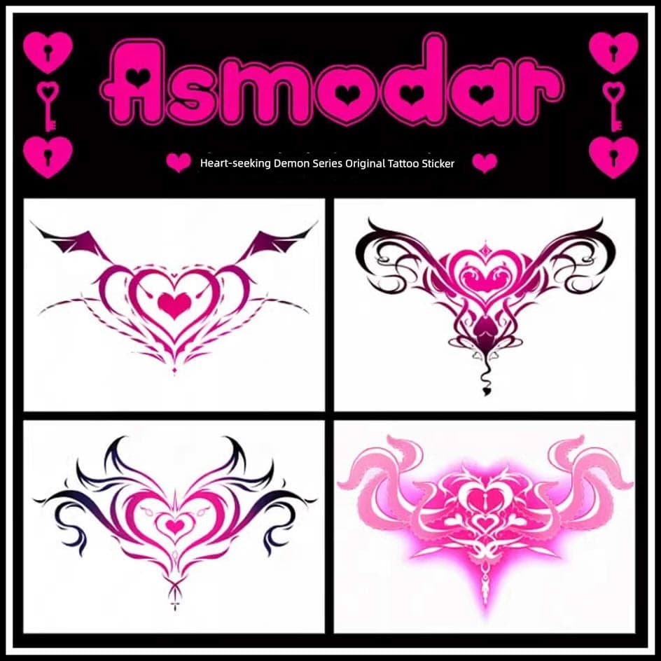 Original amor coração procurando diabo tatuagem adesivos bonito cos Semi-permanente asmodar barriga inferior não é fácil
