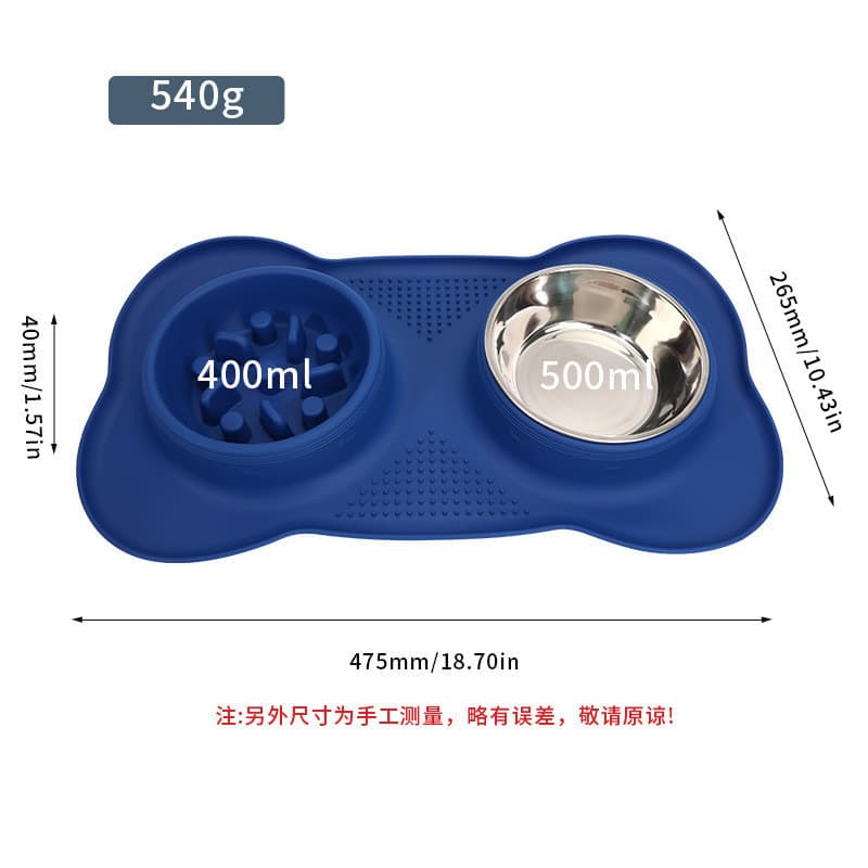 Pet tigela dupla esteira de comida lenta água potável comida lenta comida integrada silicone pet aço inoxidável tigela d